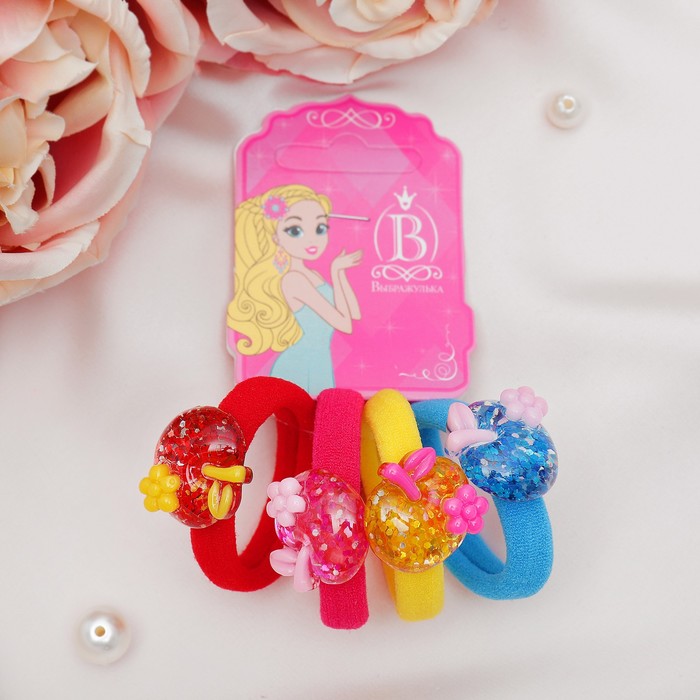 Резинка для волос "Блеск" (набор 4 шт) яблочко