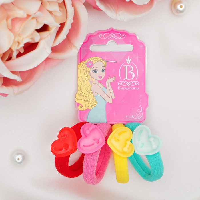 Резинка для волос "Дымка" (набор 4 шт) сердце