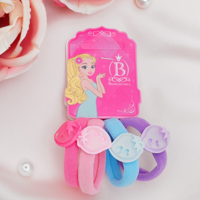 Резинка для волос "Дымка" (набор 4 шт) клубничка