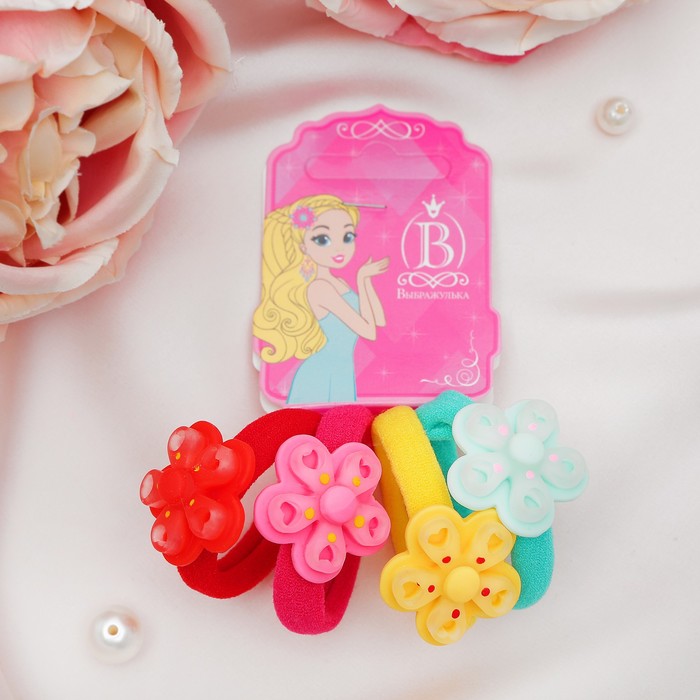 Резинка для волос "Дымка" (набор 4 шт) василек