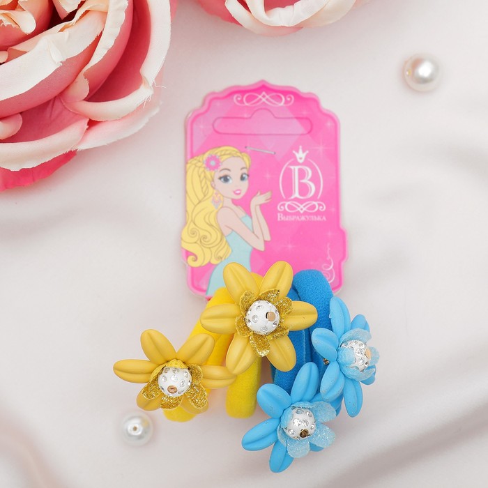 Резинка для волос "Кувшинка" (набор 4 шт), микс