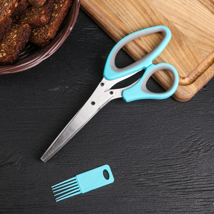 Ножницы кухонные "Шеф" 21 см, для зелени, цвета МИКС