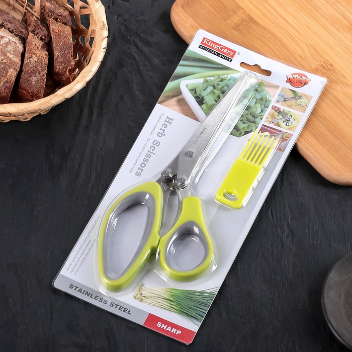 Ножницы кухонные "Шеф" 21 см, для зелени, цвета МИКС