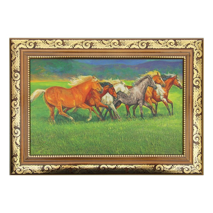 Картина "Несутся кони" 27*37 см
