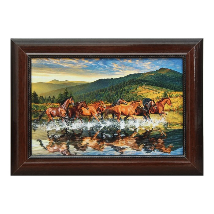 Картина "Стая лошадей" 27*37 см