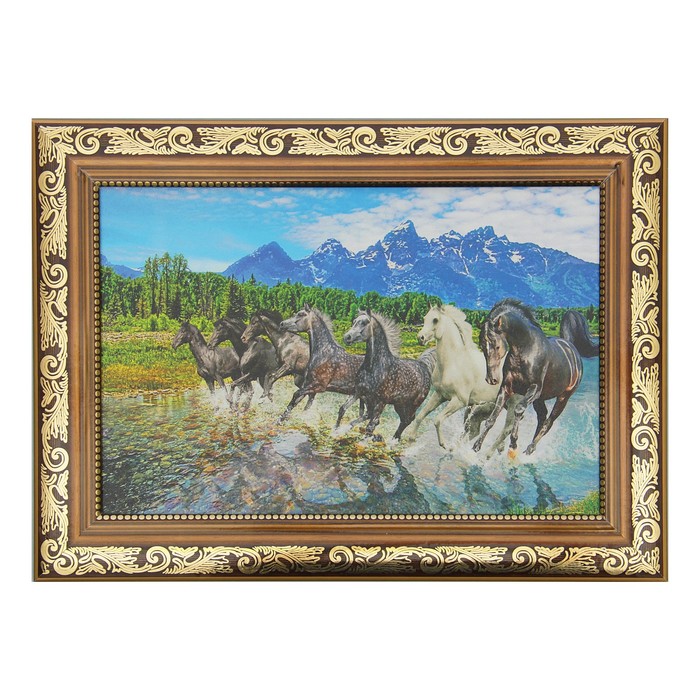 Картина "Лошади скачут" 27*37 см