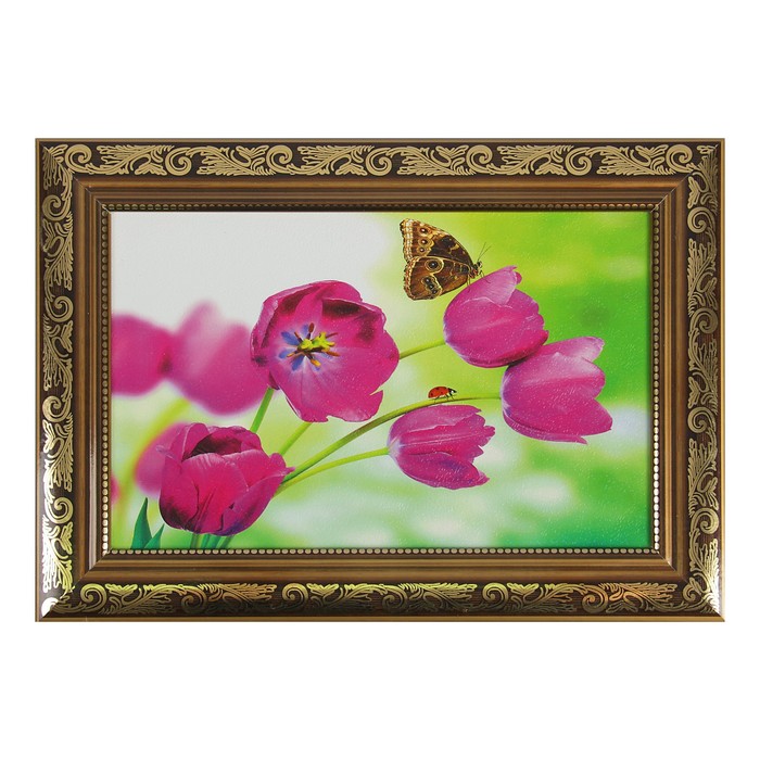 Картина "Бабочка на тюльпане" 27*37 см