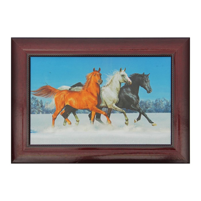 Картина "Три разных коня" 27*37 см