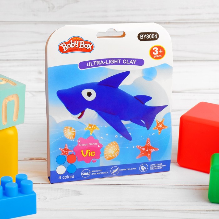 Набор для создания игрушки из массы для лепки "Акула", масса 4 банки по 10 гр