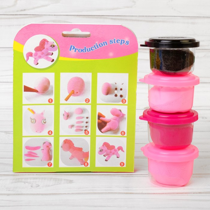 Набор для создания игрушки из массы для лепки "Пони", масса 4 банки по 10 гр