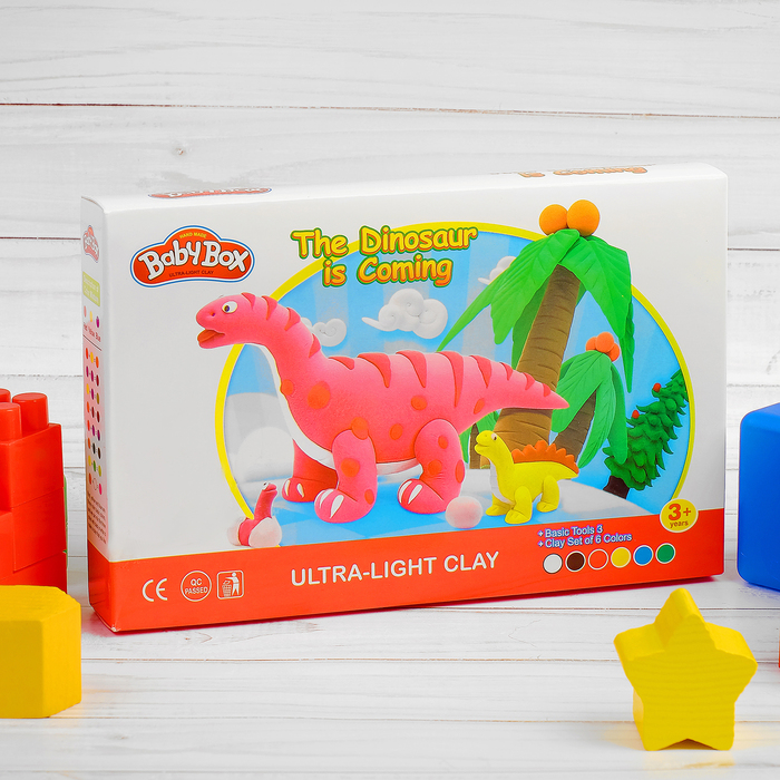 Набор для создания игрушек из массы для лепки "Динозавры", масса 6 банок по 16 г, 3 стека