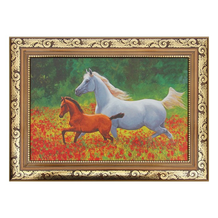 Картина "Лошадь и жеребёнок" 27*37 см