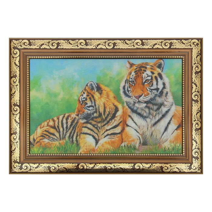 Картина "Пара тигров" 27*37 см