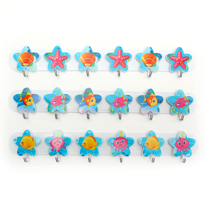 Вешалка на 6 крючков "Морская звезда", цвет МИКС