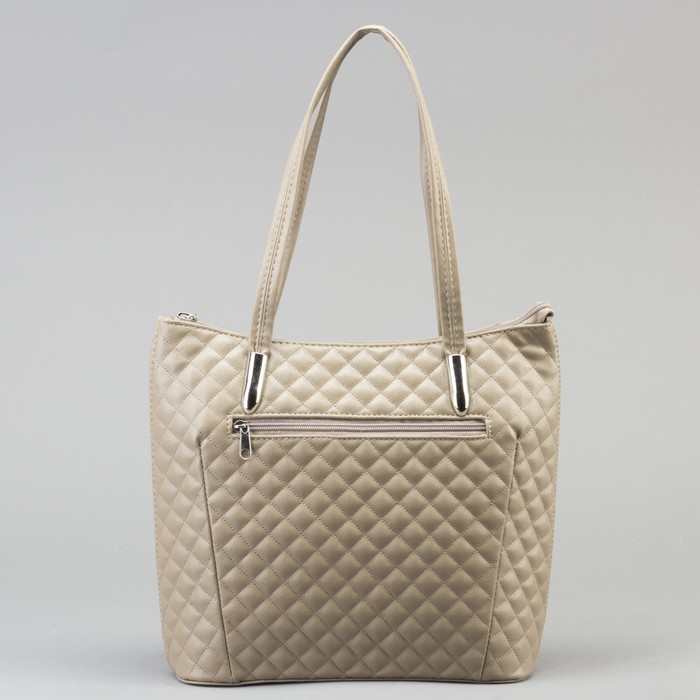 Сумка женская, 1 отдел на молнии, наружный карман, стёжка, цвет серо-бежевый