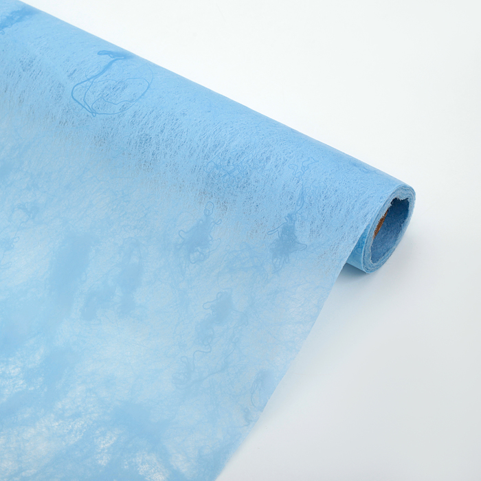 Фетр ламинированный "Мрамор", голубой, 0,6 х 5 м