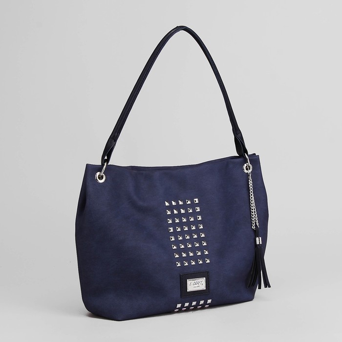 Сумка женская, 1 отдел на молнии, наружный карман, джинса, цвет синий