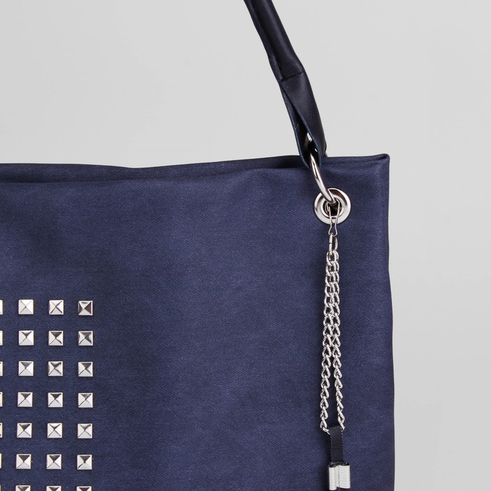 Сумка женская, 1 отдел на молнии, наружный карман, джинса, цвет синий