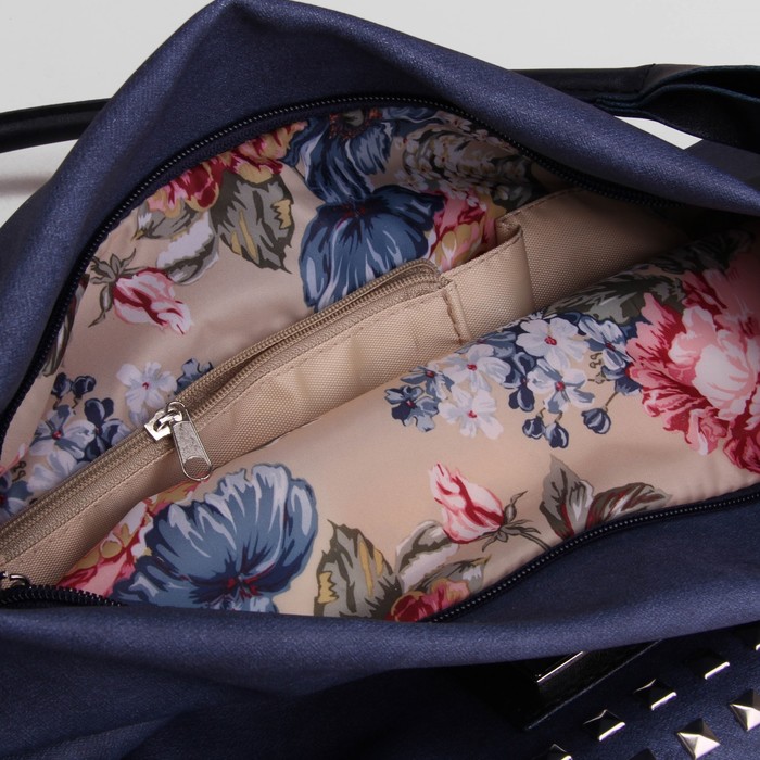 Сумка женская, 1 отдел на молнии, наружный карман, джинса, цвет синий