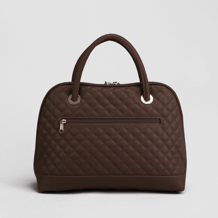 Сумка женская на молнии, 2 отдела, наружный карман, цвет коричневый