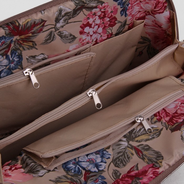 Сумка женская на молнии, 2 отдела, наружный карман, цвет коричневый