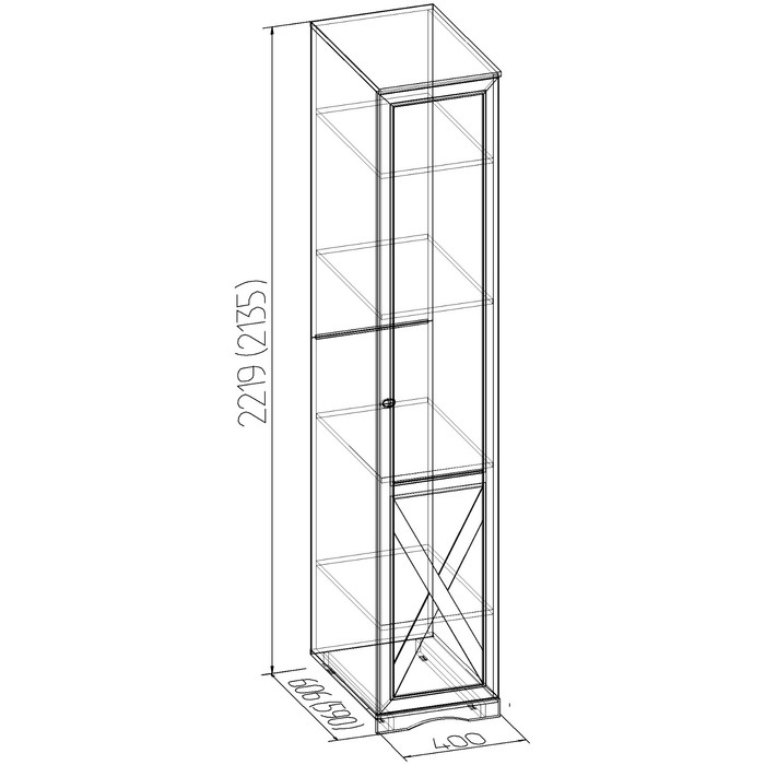 Шкаф для белья Adele правый, 590х400х2140, дуб сонома