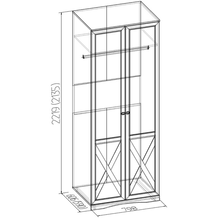 Шкаф для одежды Adele, 590х800х2140, дуб сонома