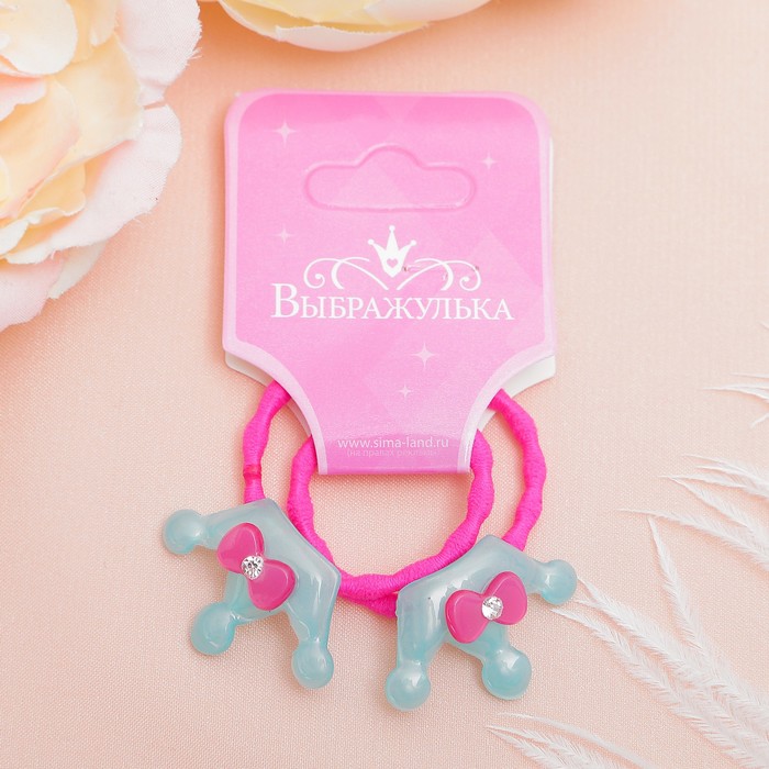 Резинка для волос "Картинка" (набор 2 шт) корона, микс