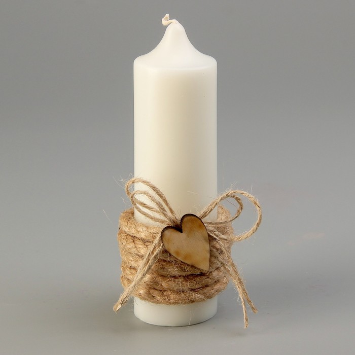 Свеча "Джутовое сердце" 4х13.5см