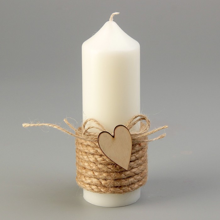 Свеча "Джутовое сердце" 5х15.5см
