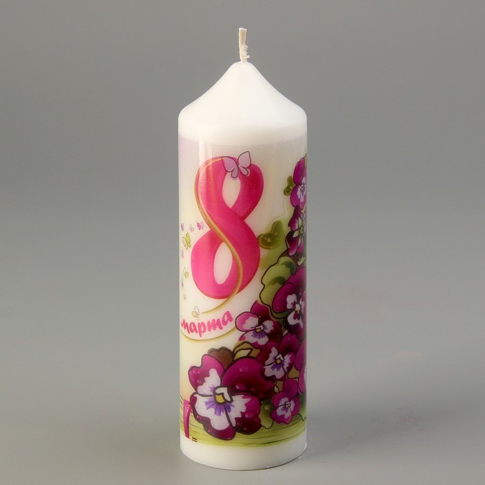 Свеча 8 Марта "Анютины глазки" 5х15.5см
