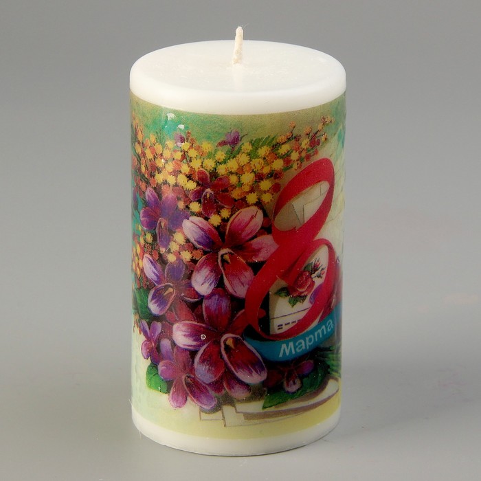 Свеча 8 Марта "Мимоза" 6х10см