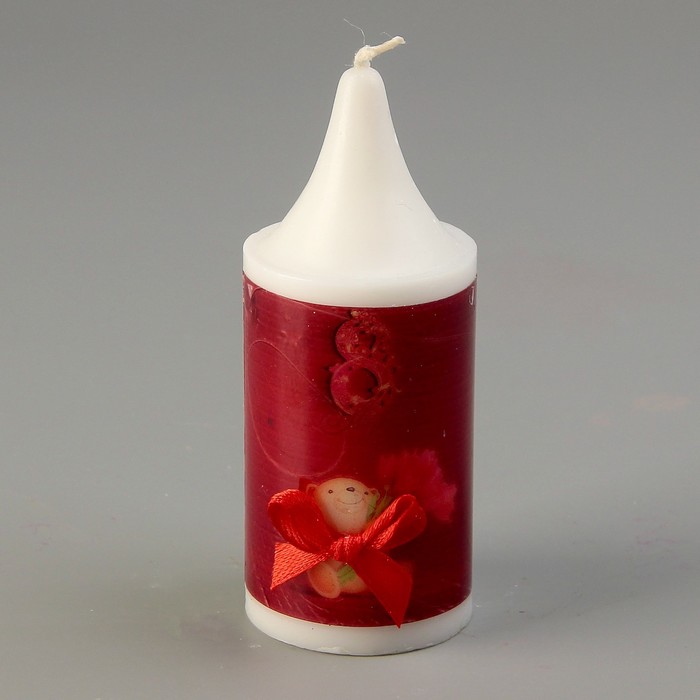 Свеча 8 Марта "Мишка с бантом" 4х10см