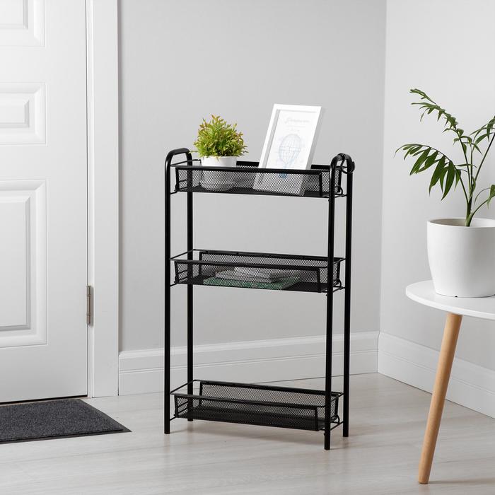 Этажерка 3-х ярусная "Ладья", цвет черный