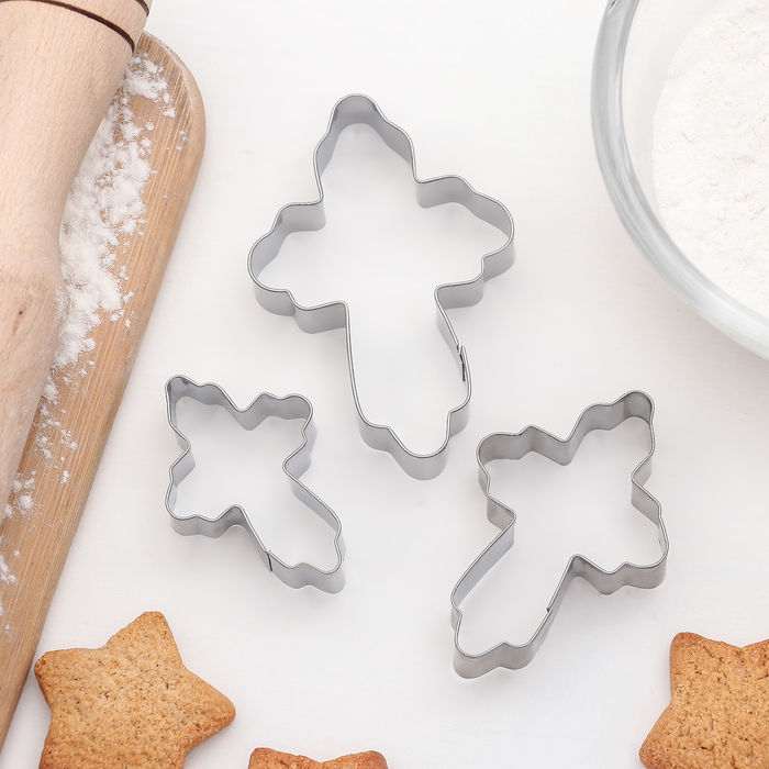 Набор форм для вырезания печенья 8,5х5,5 см "Крестик", 3 шт