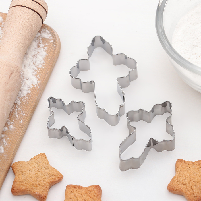 Набор форм для вырезания печенья 8,5х5,5 см "Крестик", 3 шт
