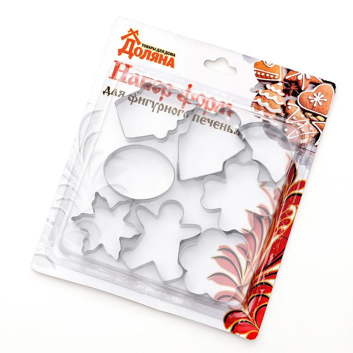 Набор форм для вырезания печенья "Овал, ель, капкейк, клевер, человечек", 8 шт
