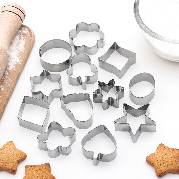 Набор форм для вырезания печенья "След, овал, звезда, цветок", 12 шт