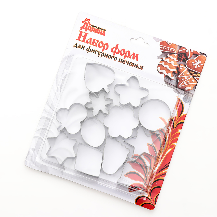 Набор форм для вырезания печенья "След, овал, звезда, цветок", 12 шт