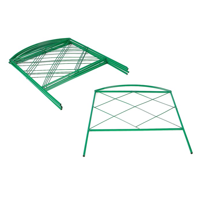 Ограждение декоративное, 65.5 х 242,5 см, 5 секций, металл, зелёное, «Ромб»