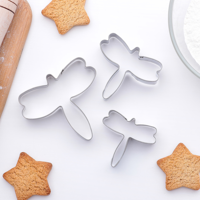 Набор форм для вырезания печенья 6,5 х 7,5 см "Стрекоза", 3 шт