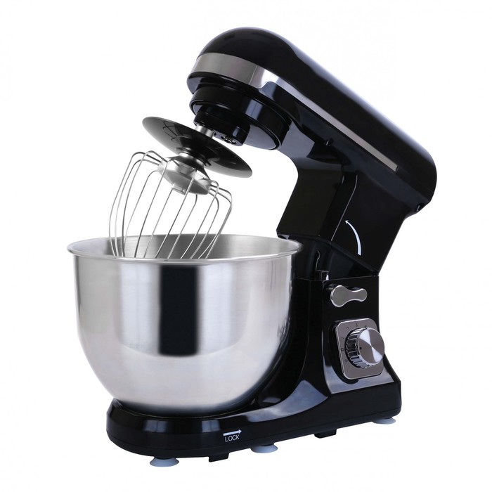 Миксер Gemlux GL-SM5.5B, планетарный, 5 л, 6 скоростей, 3 мешалки, черный