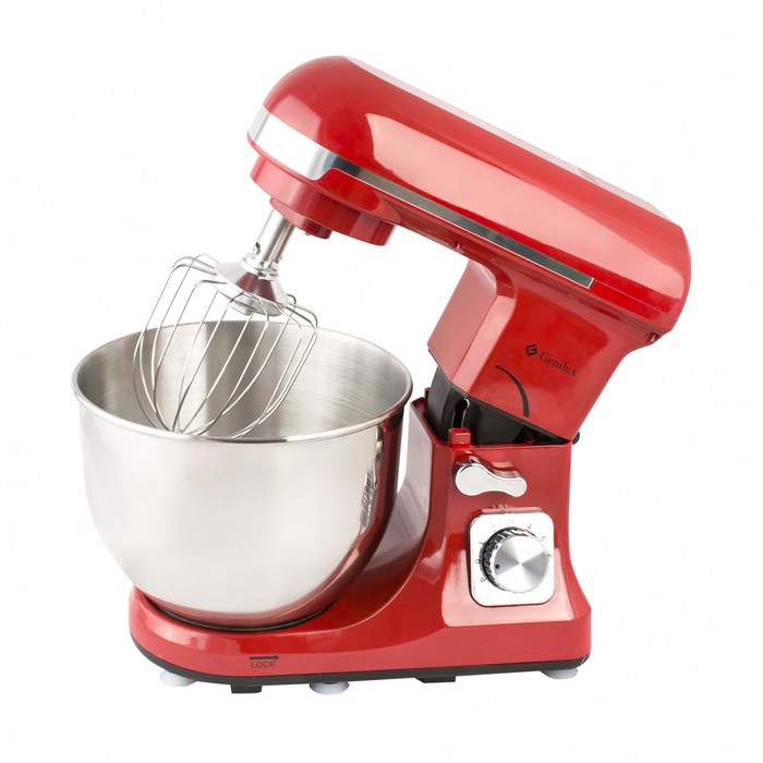Миксер Gemlux GL-SM5.5R, планетарный, 5 л, 6 скоростей, 3 мешалки, красный