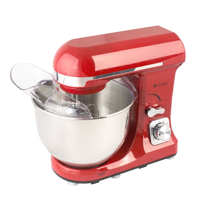 Миксер Gemlux GL-SM5.5R, планетарный, 5 л, 6 скоростей, 3 мешалки, красный