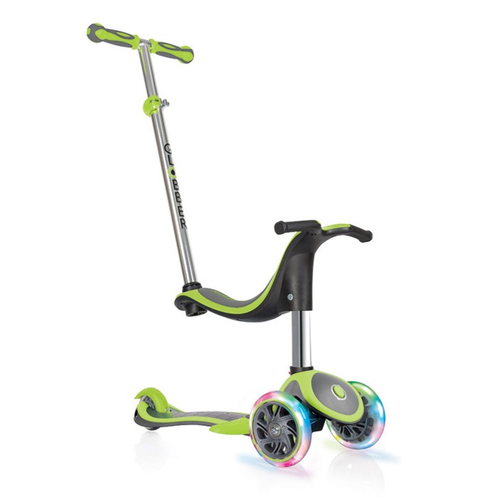 Самокат "Globber" EVO 4 IN 1 PLUS LIGHTS (с подножкой и свет. п.к.), зеленый