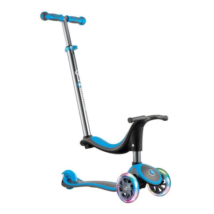 Самокат "Globber" MY FREE SEAT TITANIUM 4 IN 1 LIGHTS (свет.колеса), голубой
