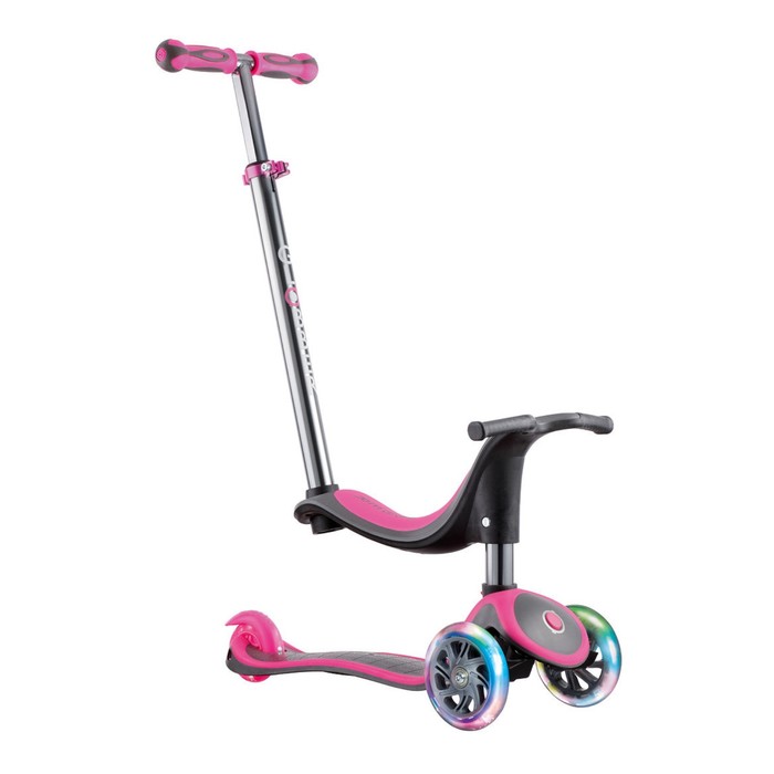 Самокат "Globber" MY FREE SEAT TITANIUM 4 IN 1 LIGHTS (свет.колеса), розовый