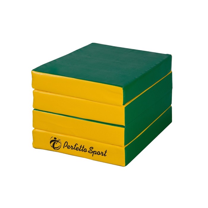 Мат № 11 (100 х 100 х 10) складной 4 сложения "PERFETTO SPORT" зелёно/жёлтый