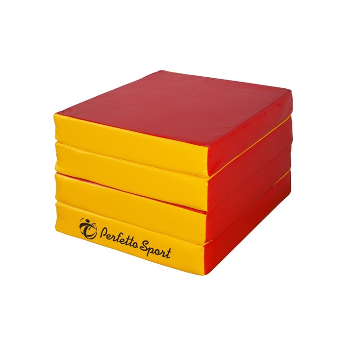 Мат № 11 (100 х 100 х 10) складной 4 сложения "PERFETTO SPORT" красно/жёлтый