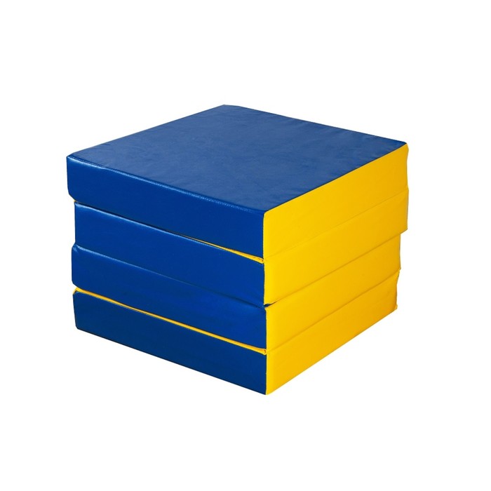 Мат № 11 (100 х 100 х 10) складной 4 сложения сине/жёлтый